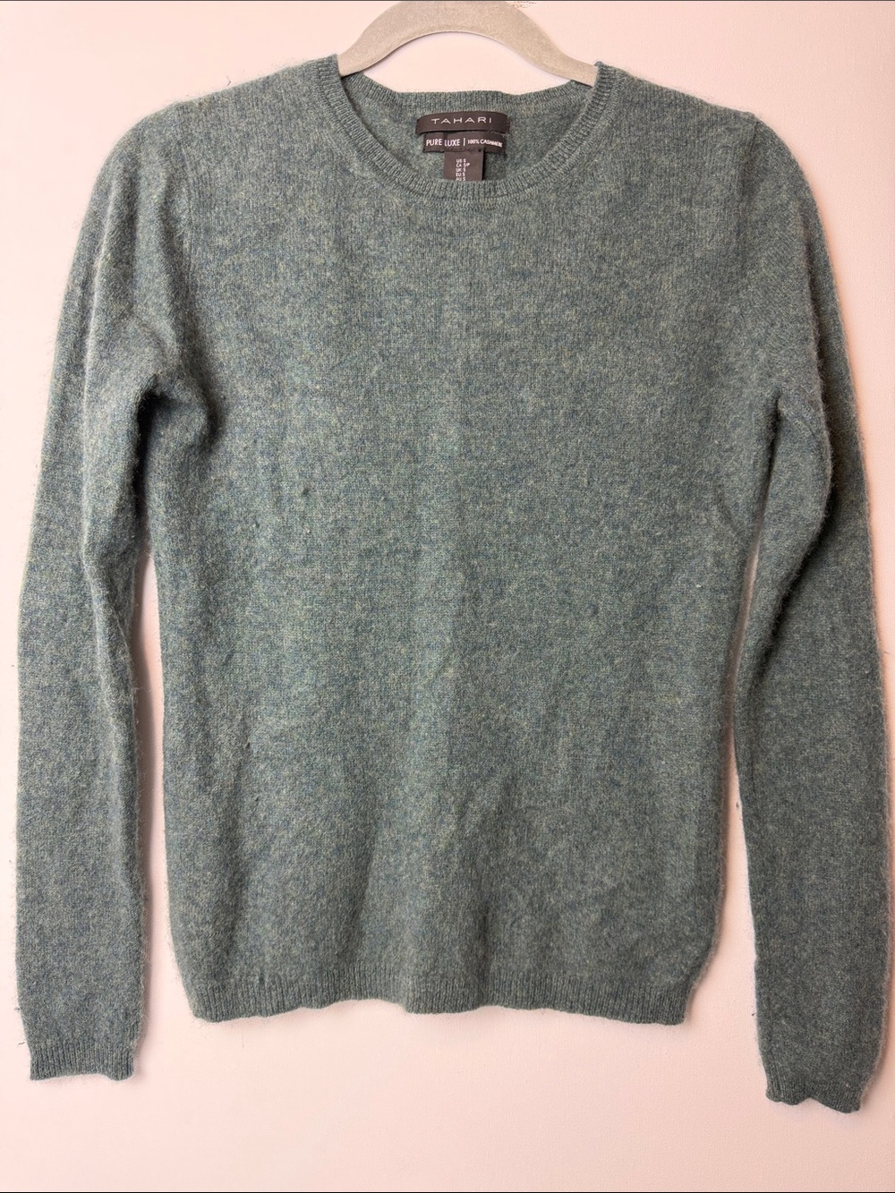 Tahari Pure Luxe 100% Cashmere Sweater S Green Granola Minimalist Quiet Luxury